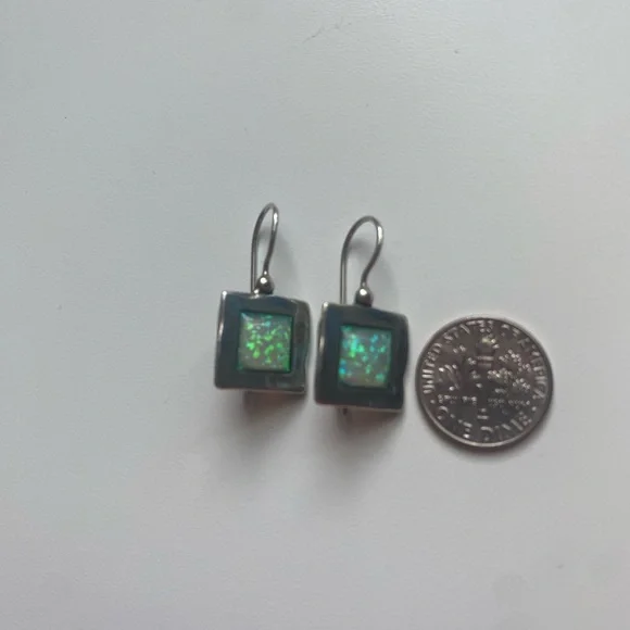 Elegant Silver and Blue Opal Earrings - Picture 8 of 8